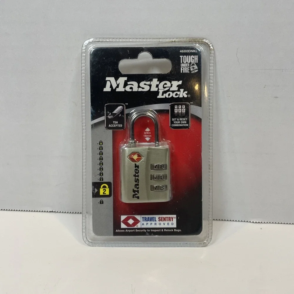 Master Lock Luggage Padlock Unisex OS Nickel 4680DNKL TSA‎ Accepted Combination